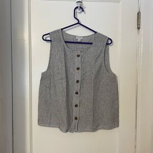 J. Crew Striped linen-blend button-front shell